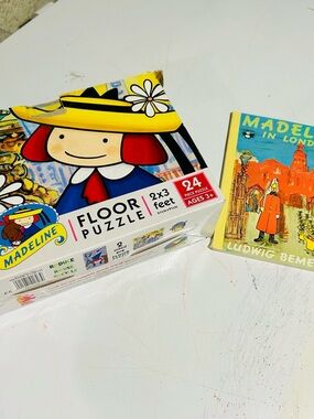 Madeline Double Sided Floor Puzzle and paperback book set